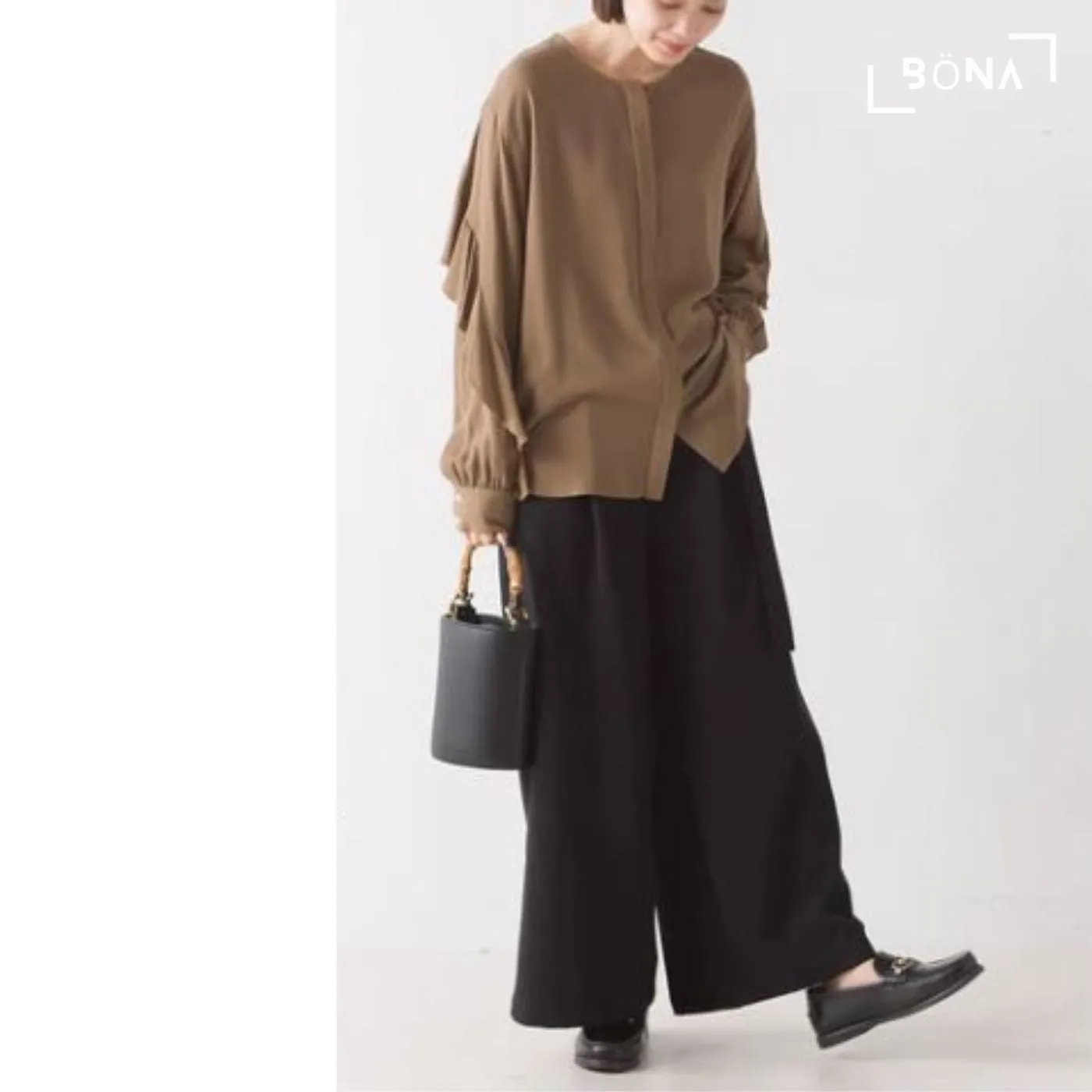 剪裁斜紋褶寬褲 Cut Twill Tuck Wide Pants
