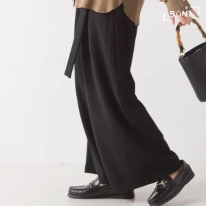 剪裁斜紋褶寬褲 Cut Twill Tuck Wide Pants