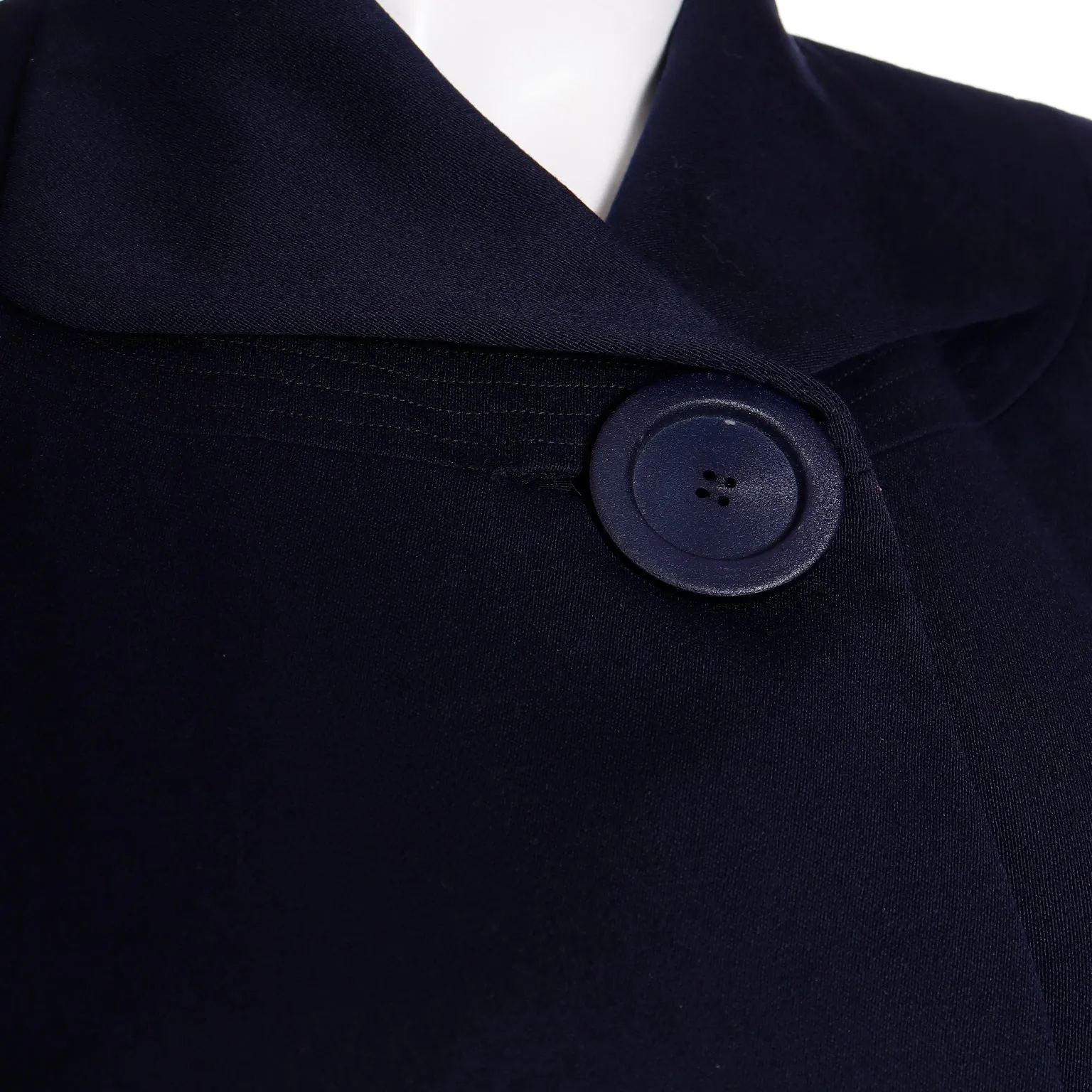 1950s Schunemans St. Paul Navy Blue Swing Coat With Bell Sleeves