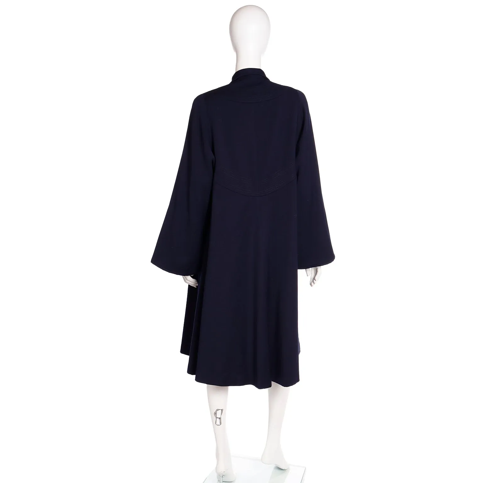 1950s Schunemans St. Paul Navy Blue Swing Coat With Bell Sleeves