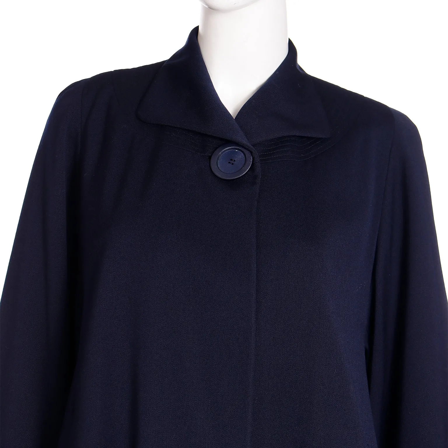 1950s Schunemans St. Paul Navy Blue Swing Coat With Bell Sleeves