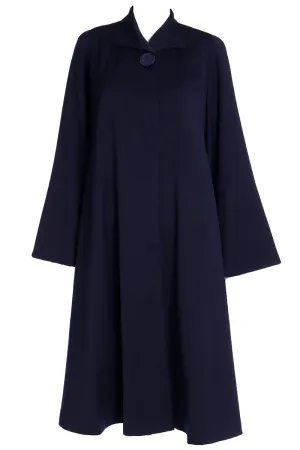 1950s Schunemans St. Paul Navy Blue Swing Coat With Bell Sleeves