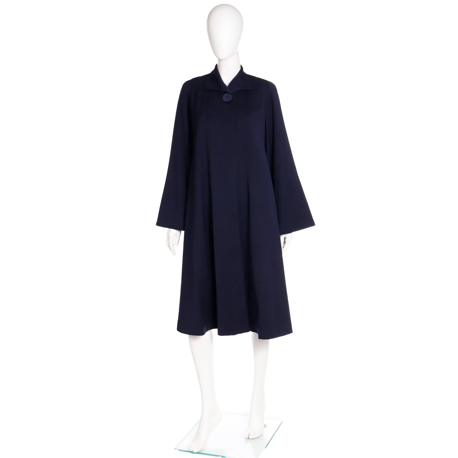 1950s Schunemans St. Paul Navy Blue Swing Coat With Bell Sleeves