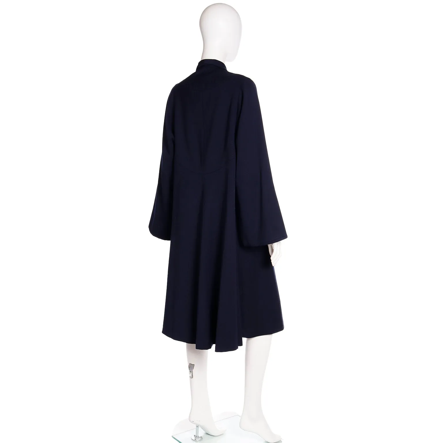 1950s Schunemans St. Paul Navy Blue Swing Coat With Bell Sleeves
