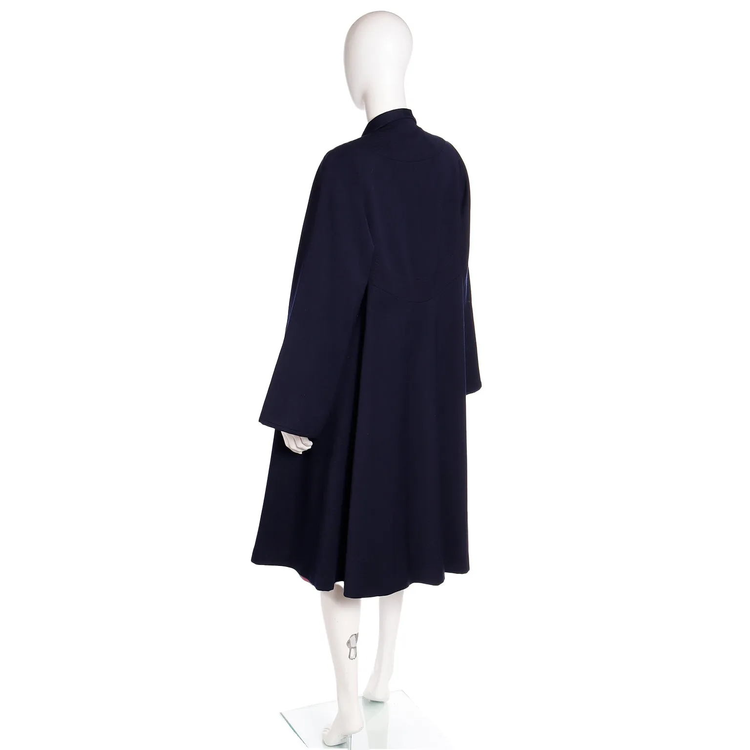 1950s Schunemans St. Paul Navy Blue Swing Coat With Bell Sleeves