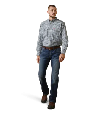 Ariat Mens FR Plaid Featherlight Work Long Sleeve Shirt Style 10043545