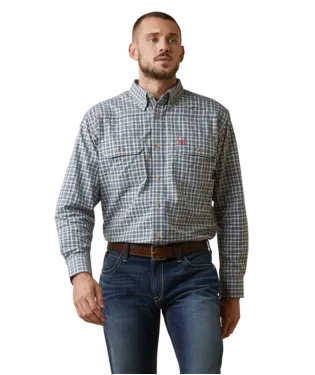 Ariat Mens FR Plaid Featherlight Work Long Sleeve Shirt Style 10043545