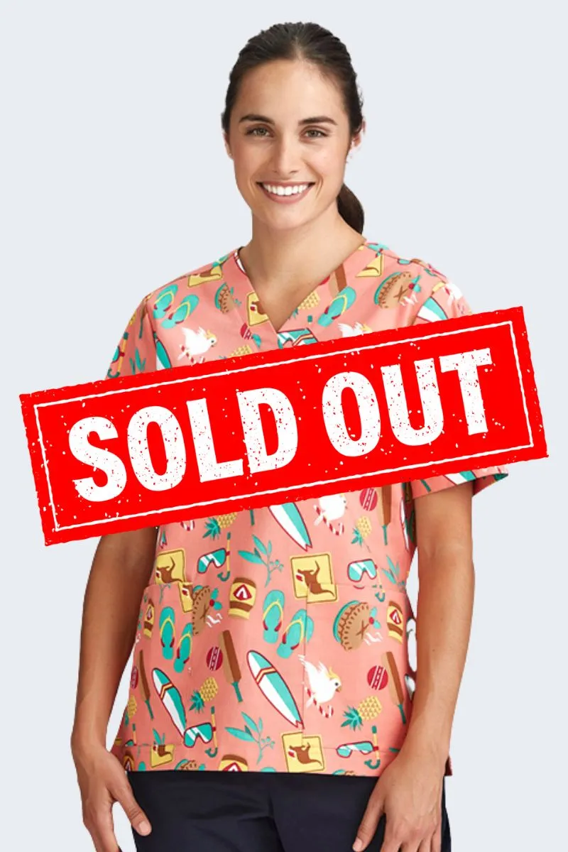 Aussie Summer Women's Christmas Scrub Top - CST446LS