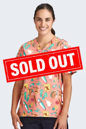Aussie Summer Women's Christmas Scrub Top - CST446LS
