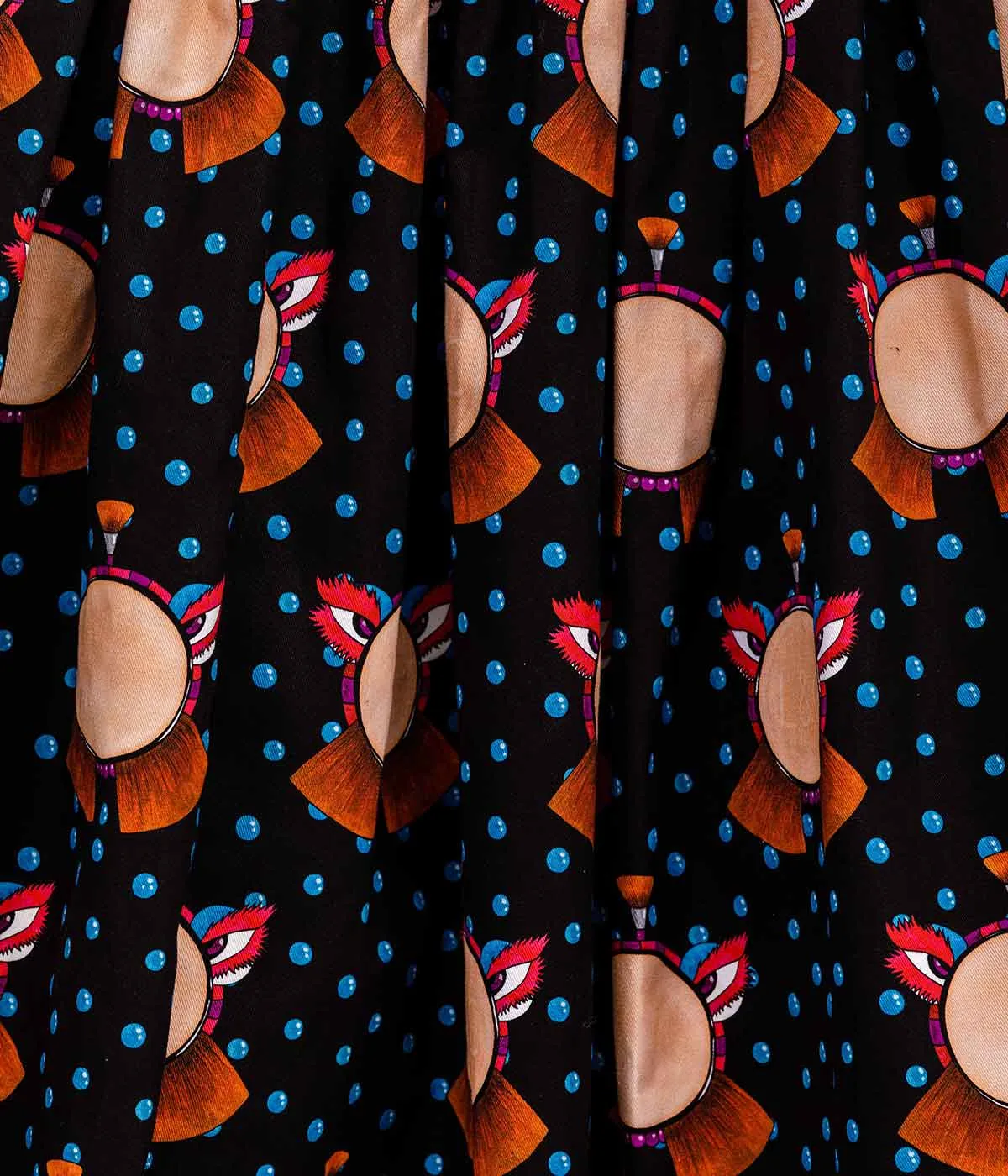 Black Graphic Printed Denim Skirt