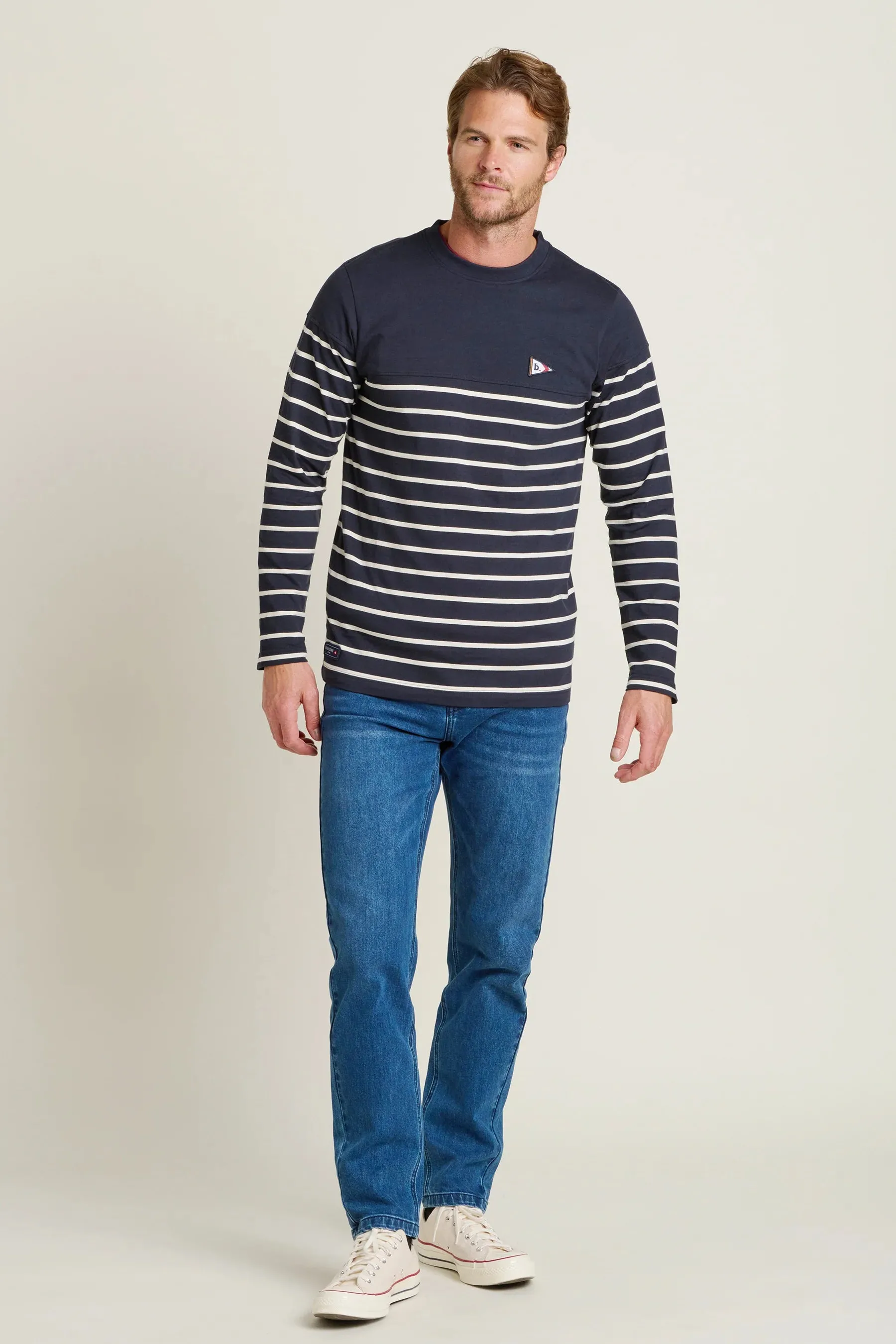 Brakeburn M Navy Long Sleeve Stripe T-Shirt