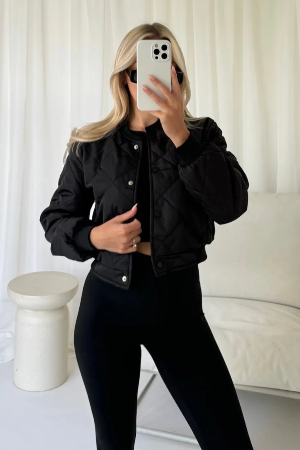 Cady black quilted bomber jacket