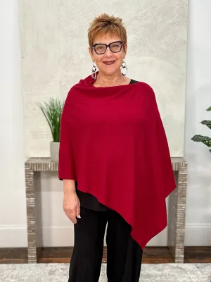 Cashmere Poncho Topper, Cherry