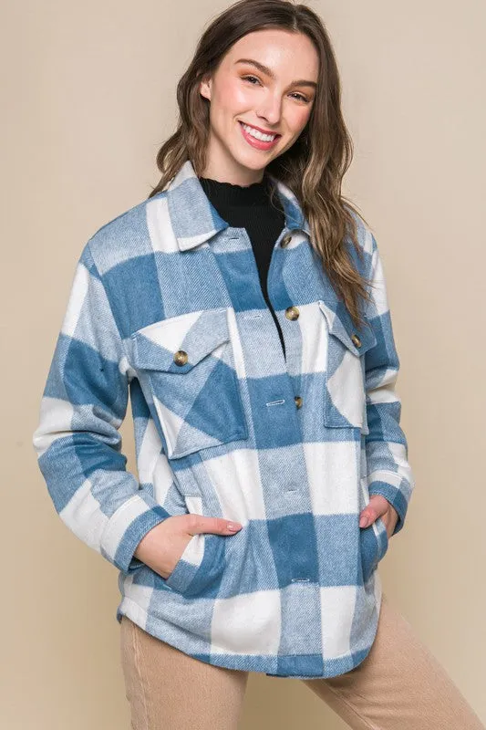 Cece Plaid Button Down Jacket