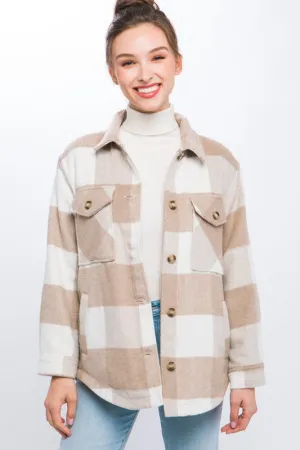 Cece Plaid Button Down Jacket