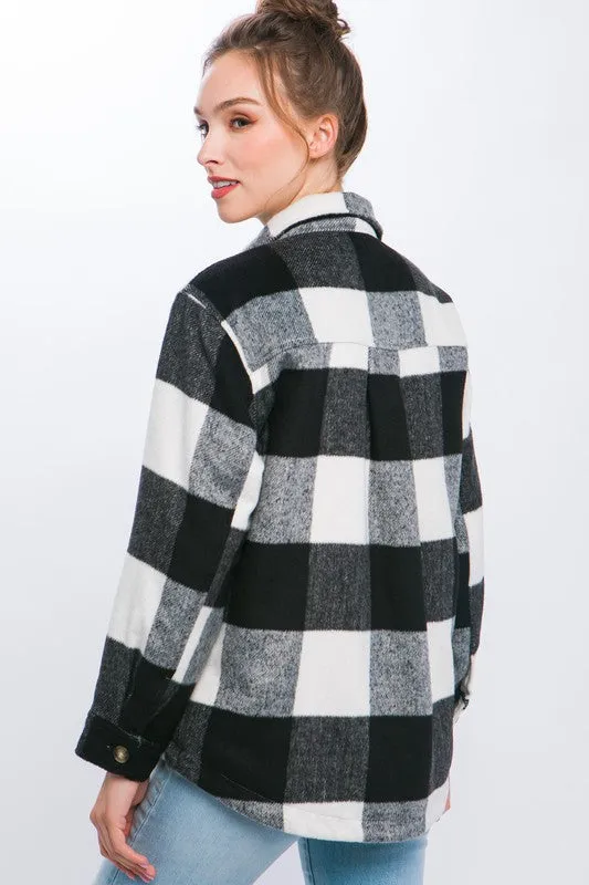 Cece Plaid Button Down Jacket