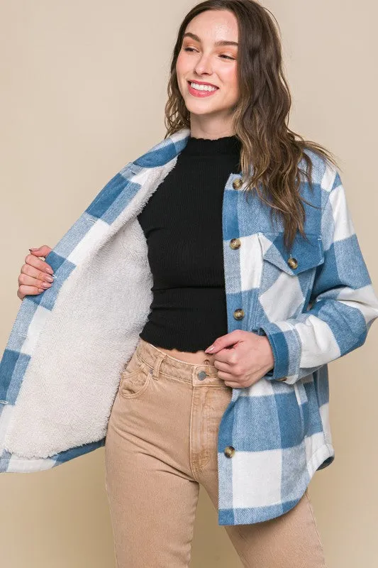 Cece Plaid Button Down Jacket