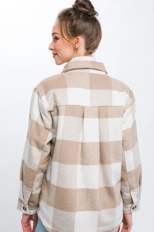 Cece Plaid Button Down Jacket