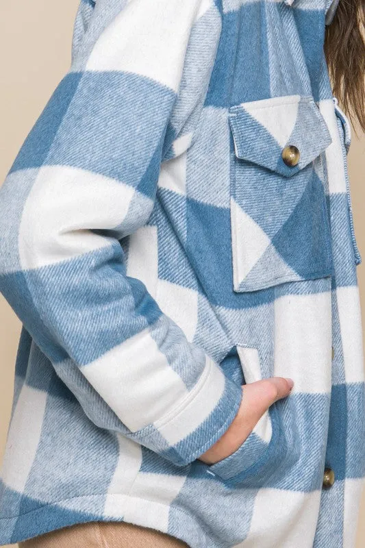 Cece Plaid Button Down Jacket