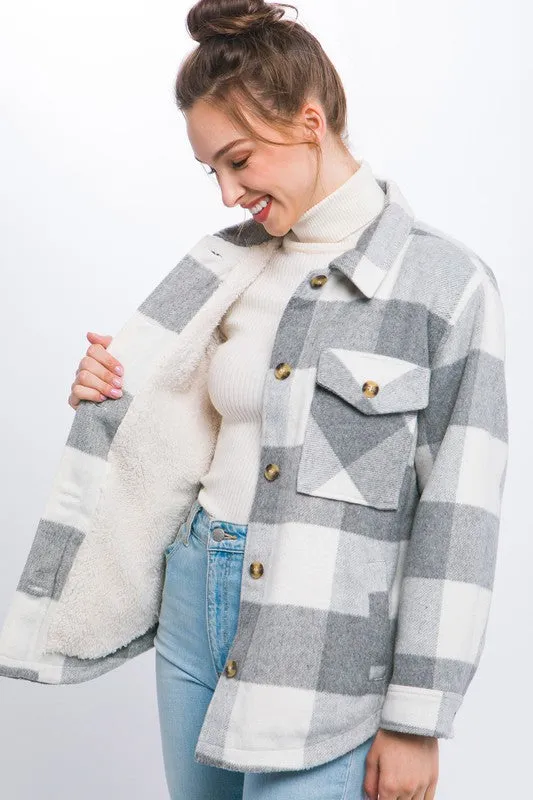 Cece Plaid Button Down Jacket