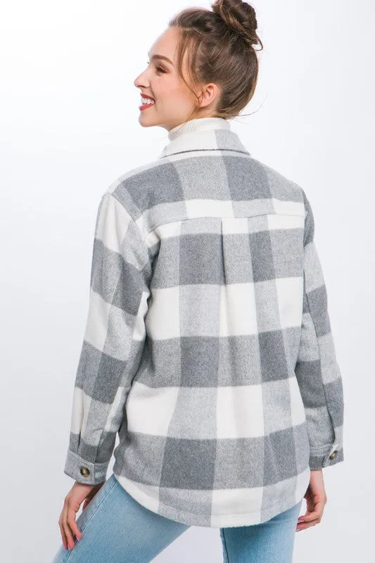 Cece Plaid Button Down Jacket