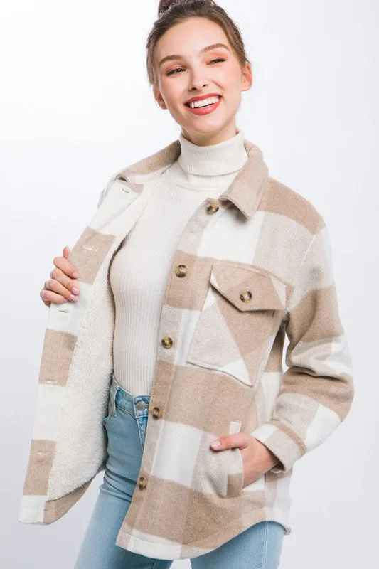 Cece Plaid Button Down Jacket