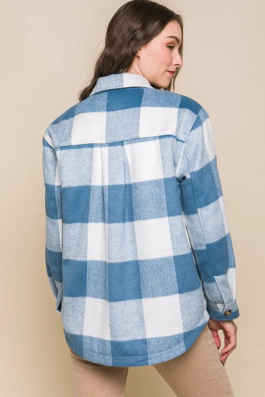 Cece Plaid Button Down Jacket
