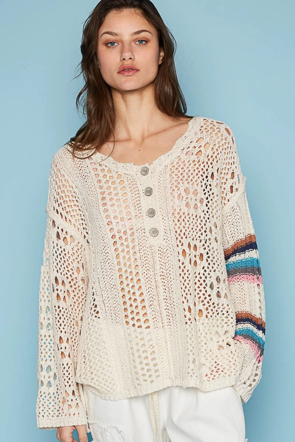 Colleen - Striped Long Sleeve Knit Cover Up - Exclusively Online