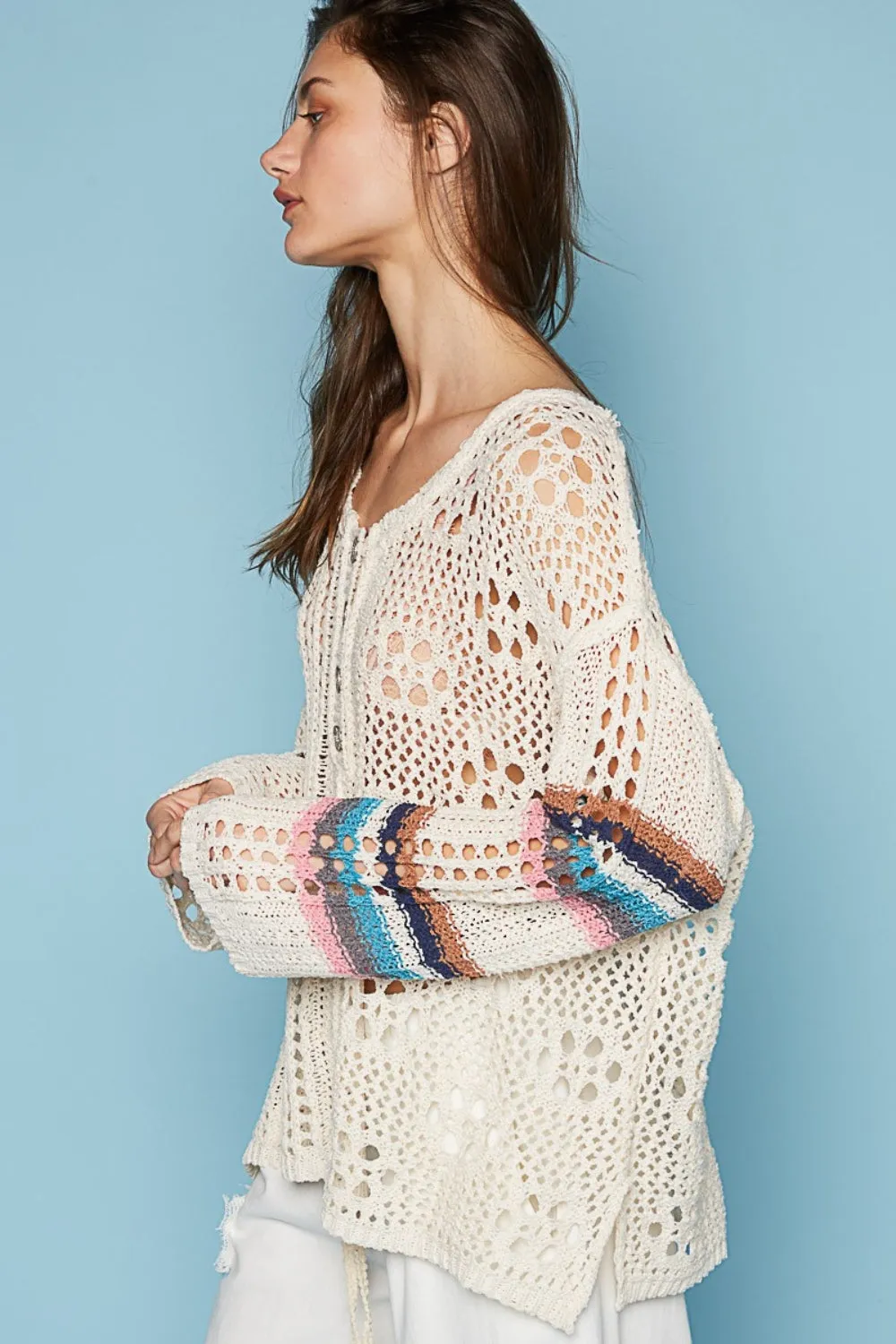 Colleen - Striped Long Sleeve Knit Cover Up - Exclusively Online