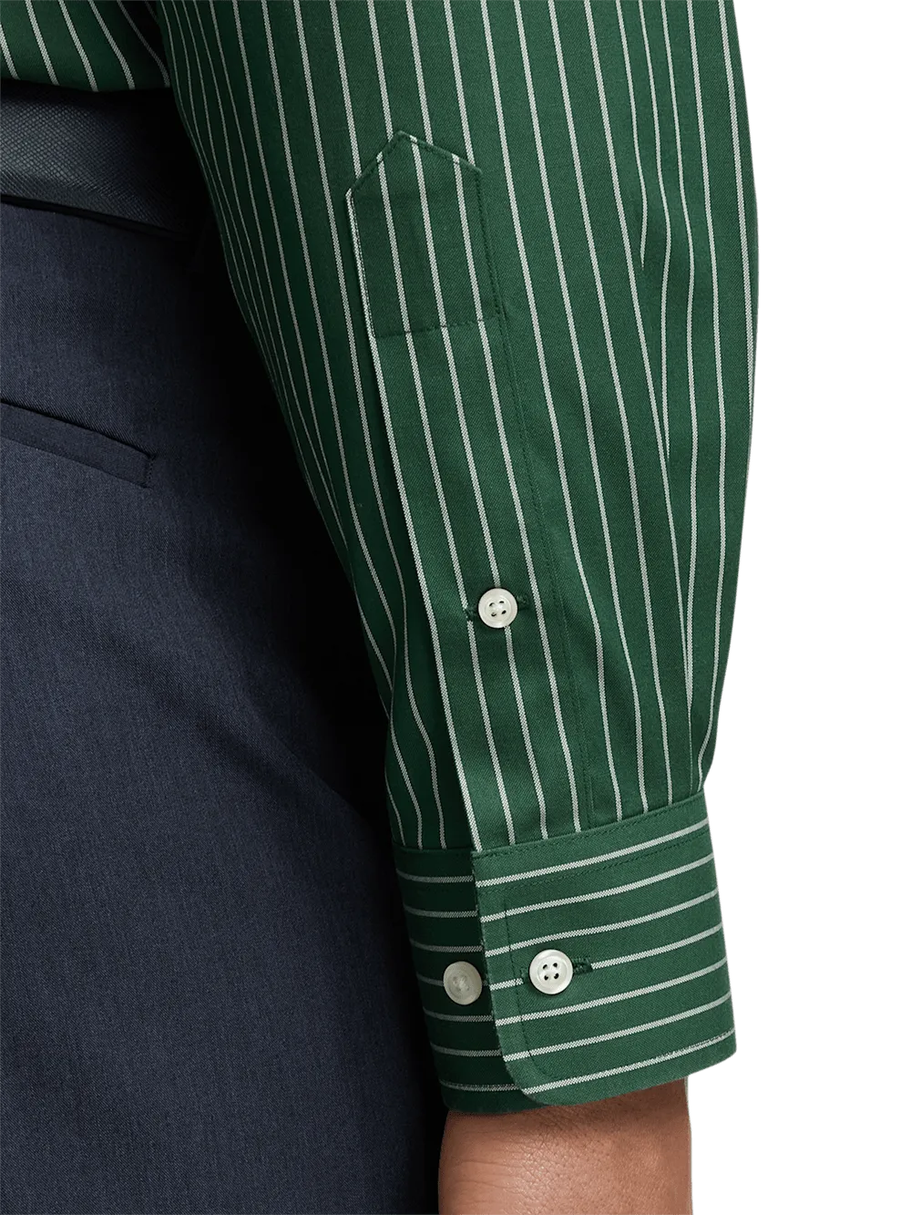 Comfort Stretch Non-Iron Stripe Dress Shirt - Green