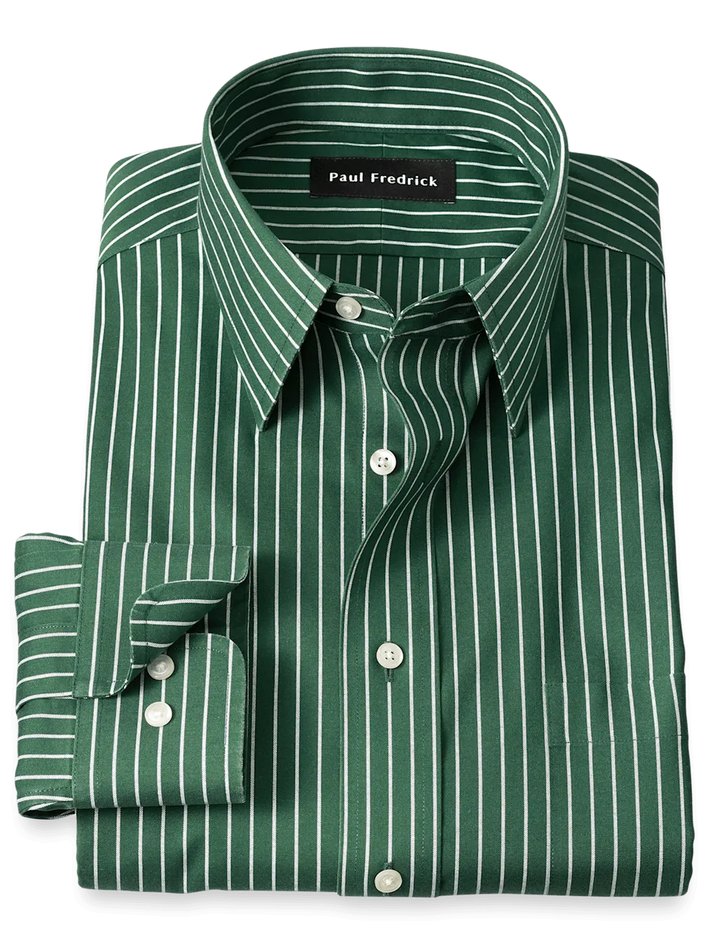 Comfort Stretch Non-Iron Stripe Dress Shirt - Green