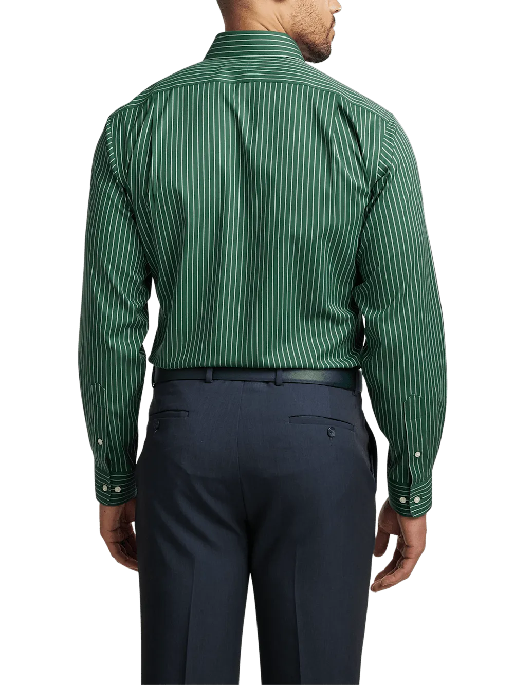 Comfort Stretch Non-Iron Stripe Dress Shirt - Green