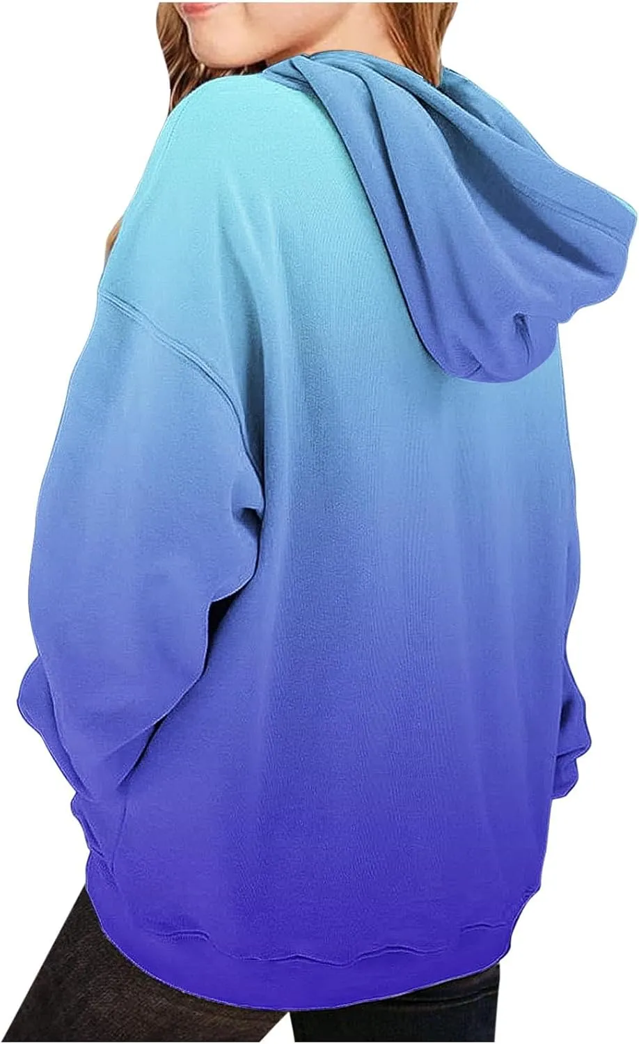 Cute Hoodies for Teen Gril Trendy Gradient Oversized Hooded Sweatshirts Long Sleeve Gril Pullover Tops 2-13 Years