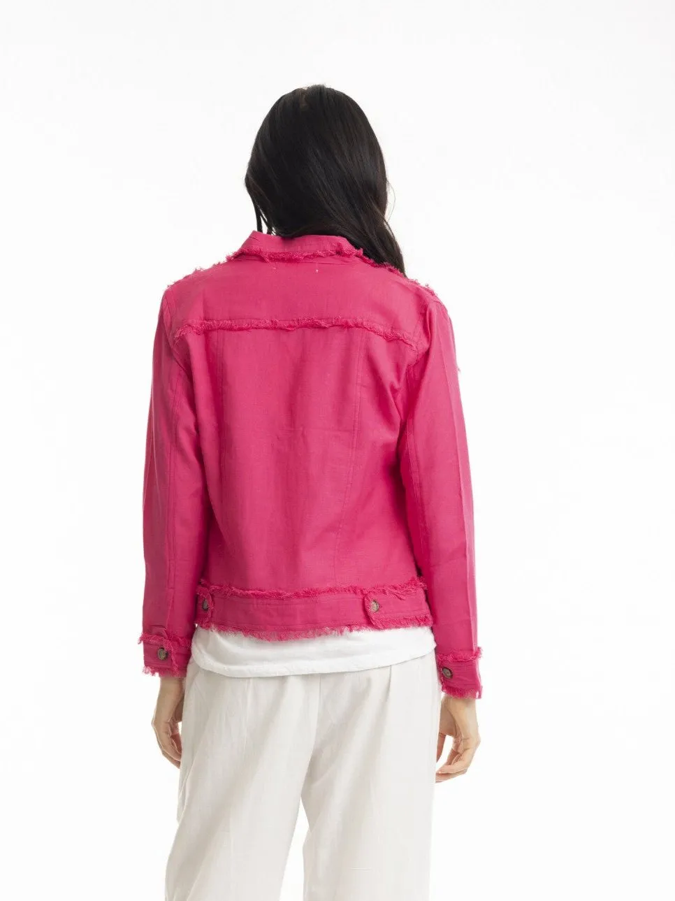 Essentials Linen Blend Jacket in Hot Pink