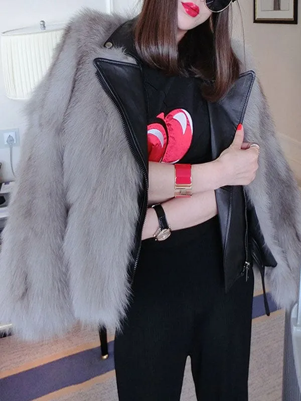 Faux Fur Coats For Women Turndown Collar Long Sleeves Hunter Green Winter Coat