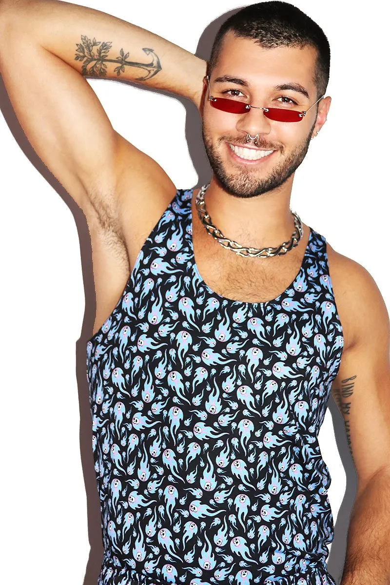 Flaming Dead Load All Over Print Racerback Tank- Blue