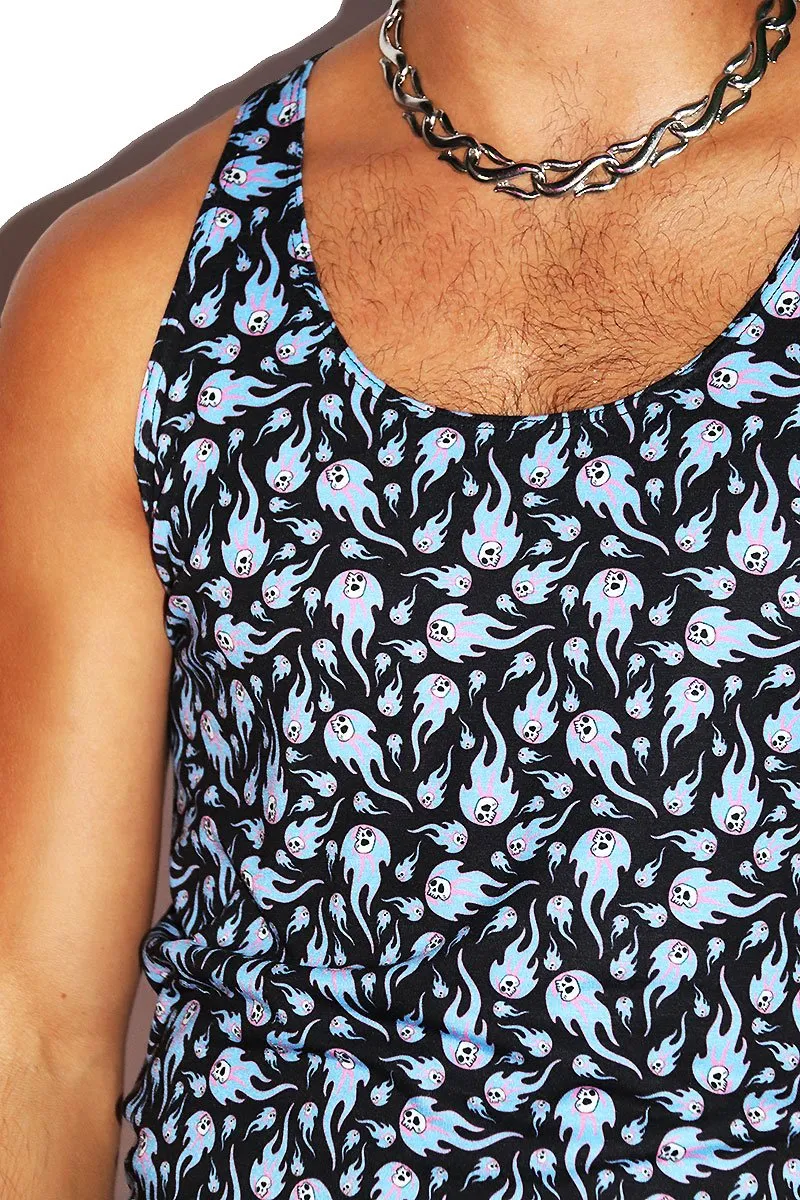 Flaming Dead Load All Over Print Racerback Tank- Blue