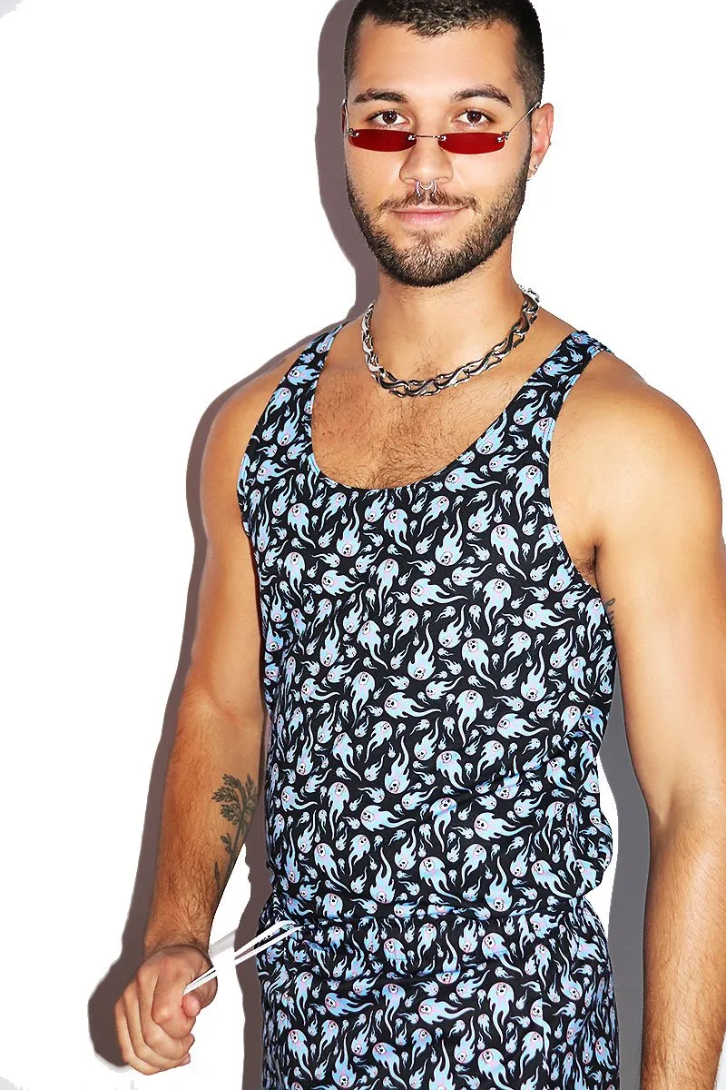 Flaming Dead Load All Over Print Racerback Tank- Blue