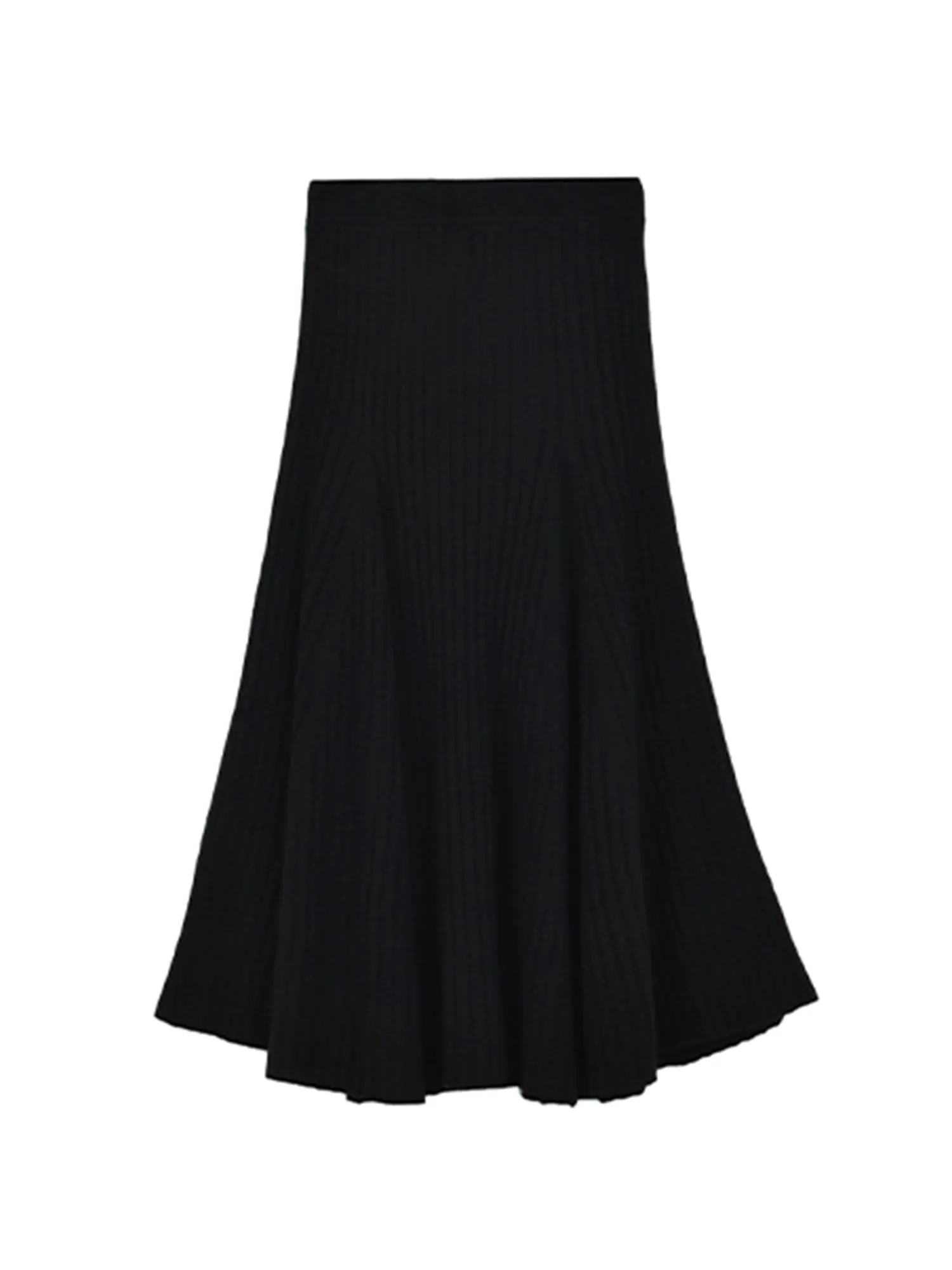 Flared Rib Skirt_Black