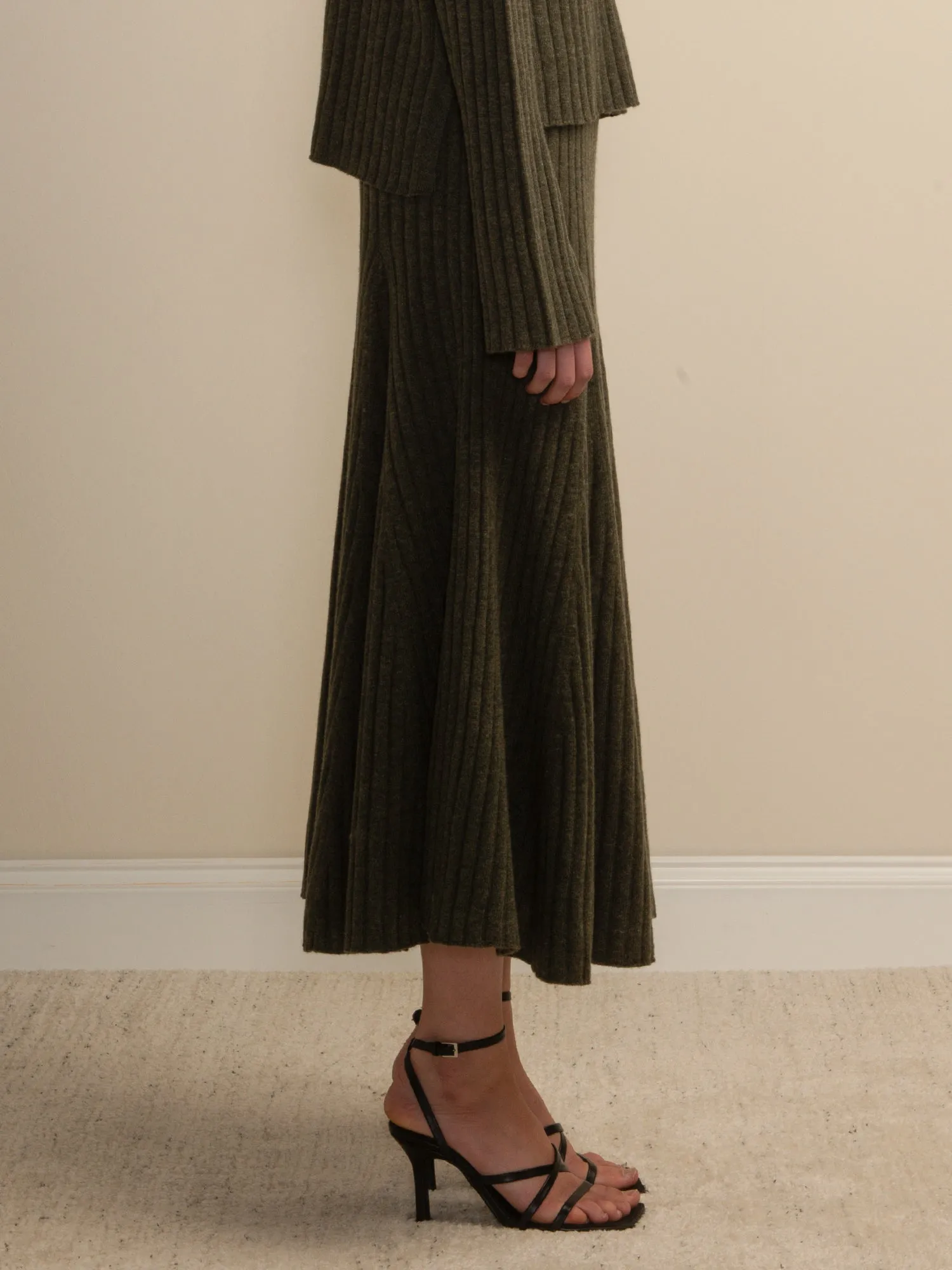 Flared Rib Skirt_Military