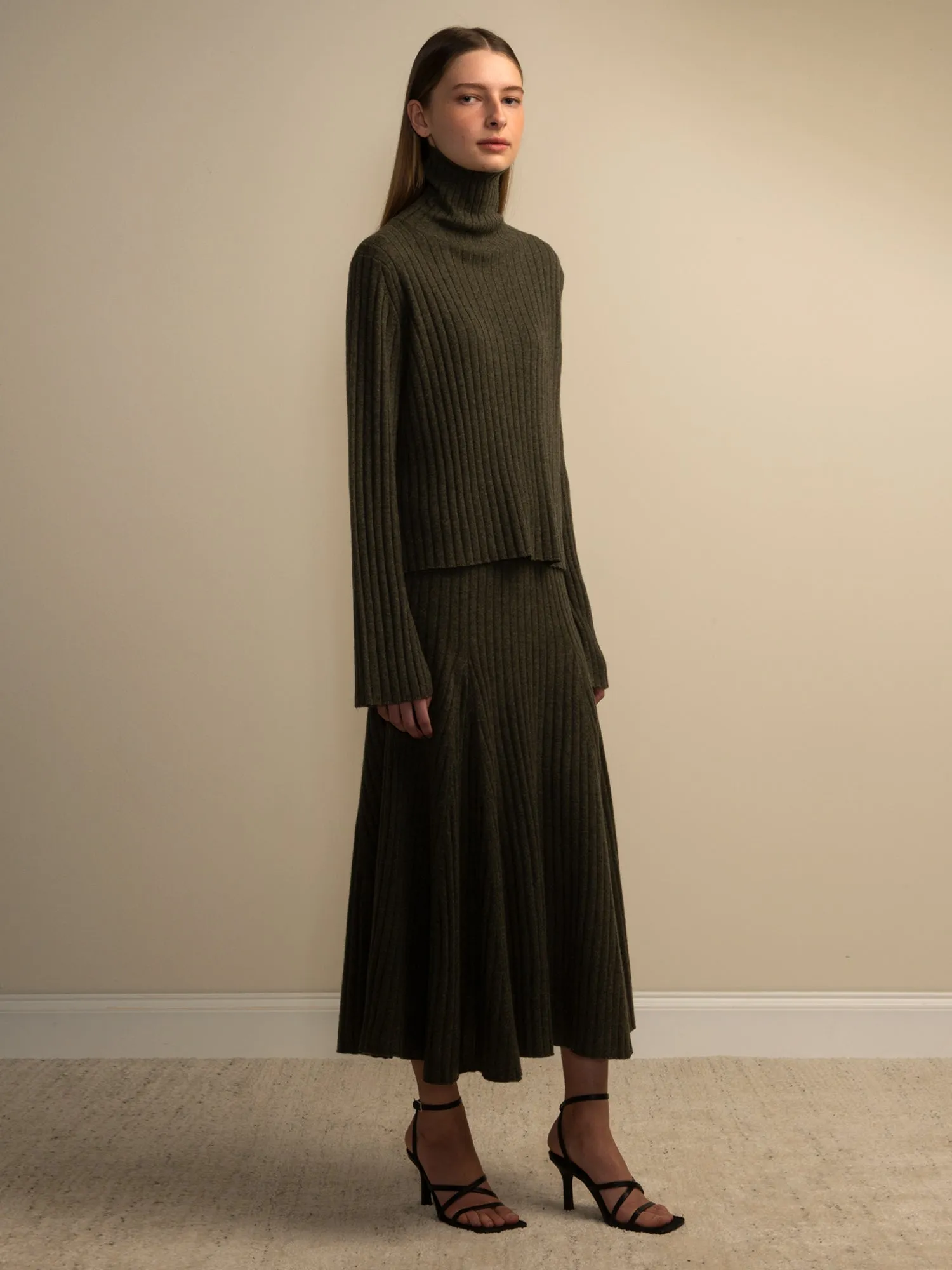 Flared Rib Skirt_Military