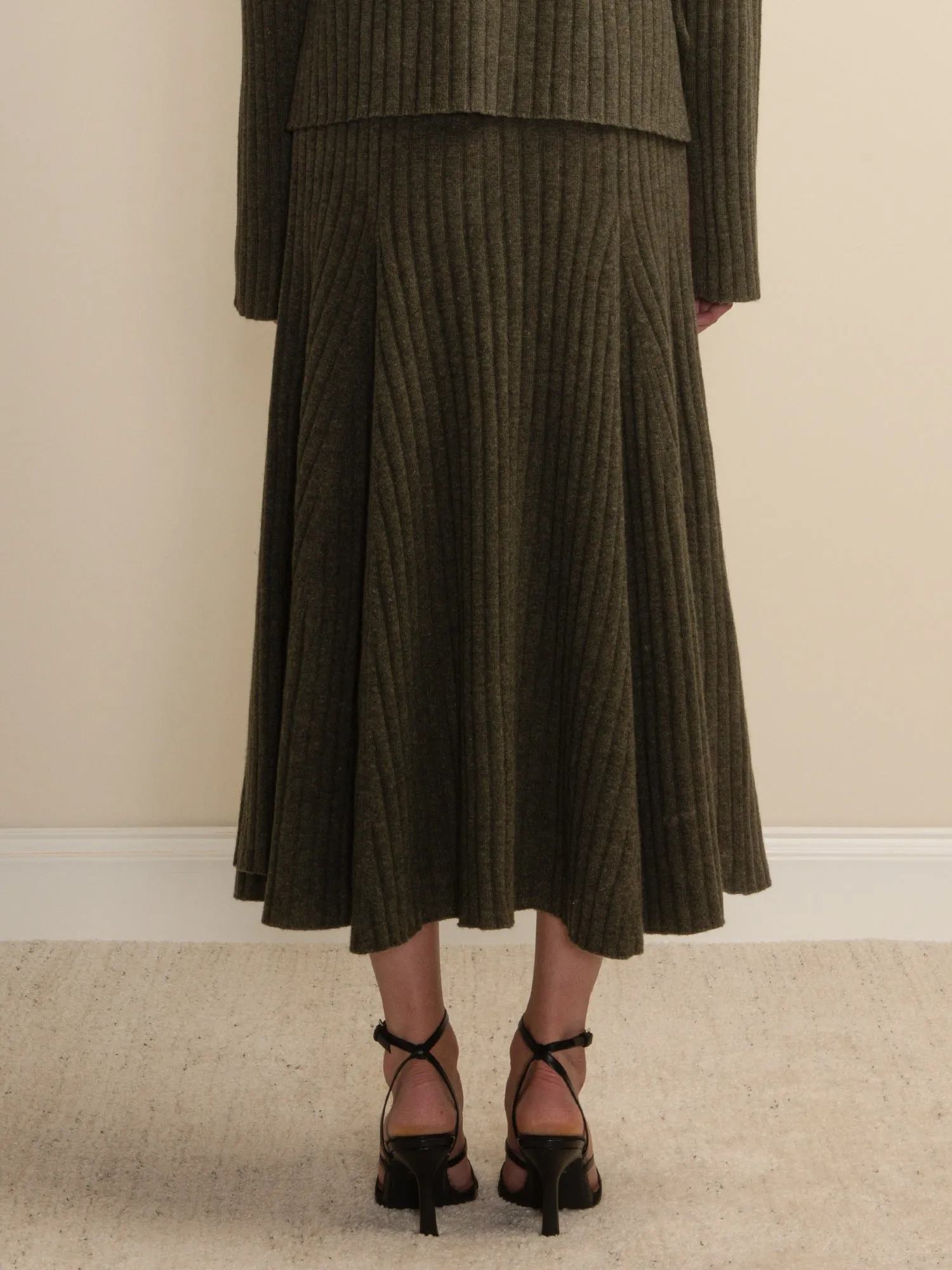 Flared Rib Skirt_Military