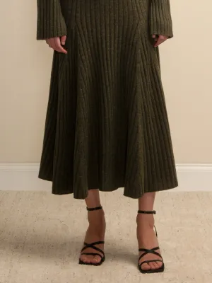 Flared Rib Skirt_Military