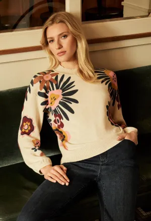 Floral Print Mock Neck Sweater