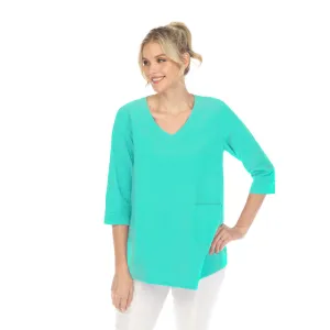 Focus V-Neck Pocket Tunic Top in Mint Leaf - BC144-ML - Size M Only!