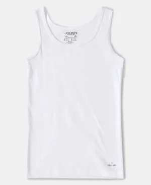 Girl's Super Combed Cotton Rib Solid Inner Tank Top - White