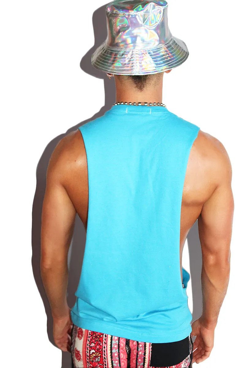 Hamsa Fringe Low Arm Tank-Blue