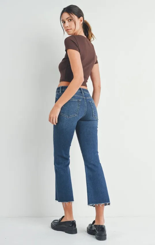 Just USA Jeans Stretchy Cropped Flare Jean - Dark Denim