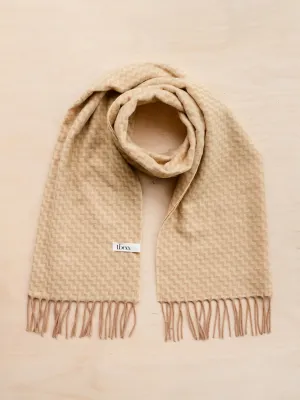 Lambswool oversized scarf in buttermilk chevron