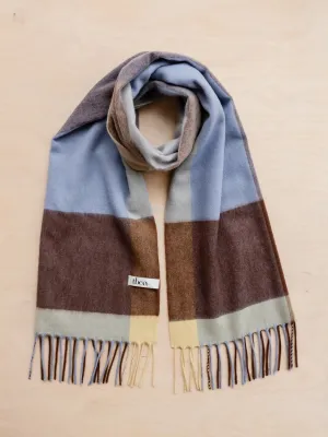 Lambswool oversized scarf in lilac edge check